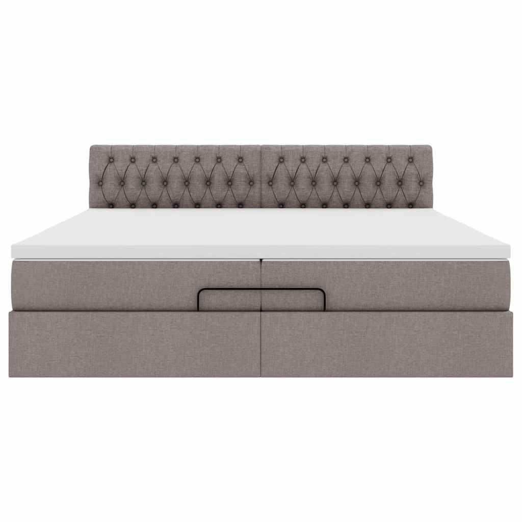vidaXL Οθωμανικό κρεβάτι με στρώμα Taupe 200x200 cm Ύφασμα