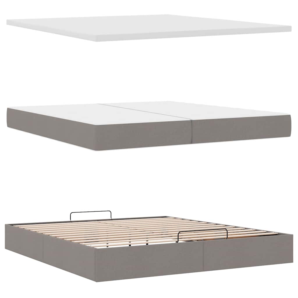 vidaXL Οθωμανικό κρεβάτι με στρώμα Taupe 200x200 cm Ύφασμα