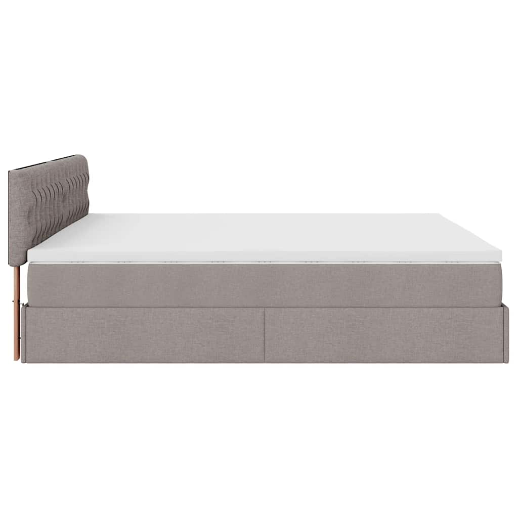 vidaXL Οθωμανικό κρεβάτι με στρώμα Taupe 200x200 cm Ύφασμα