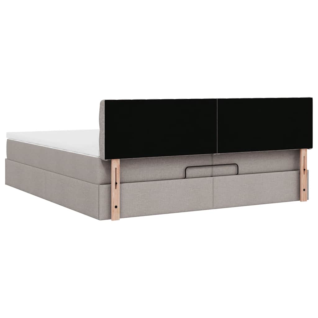 vidaXL Οθωμανικό κρεβάτι με στρώμα Taupe 200x200 cm Ύφασμα