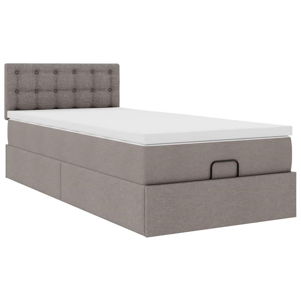 vidaXL Οθωμανικό κρεβάτι με στρώμα Taupe 80x200cm ύφασμα