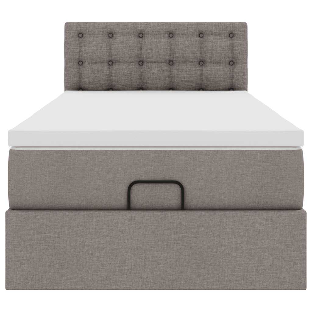 vidaXL Οθωμανικό κρεβάτι με στρώμα Taupe 90x190cm ύφασμα