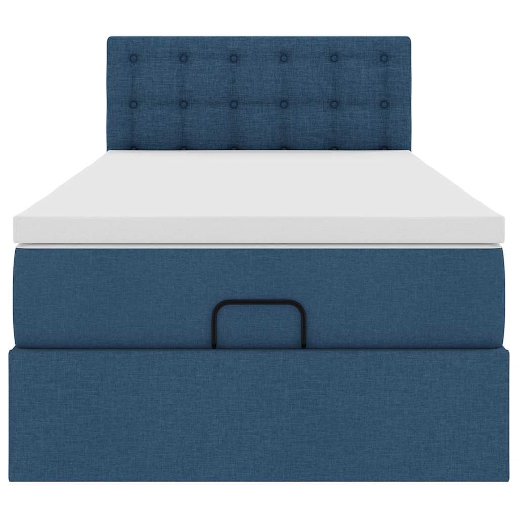 vidaXL Οθωμανικό κρεβάτι με στρώμα μπλε 90x190cm ύφασμα