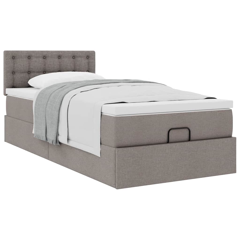 vidaXL Οθωμανικό κρεβάτι με στρώμα Taupe 90x200cm ύφασμα
