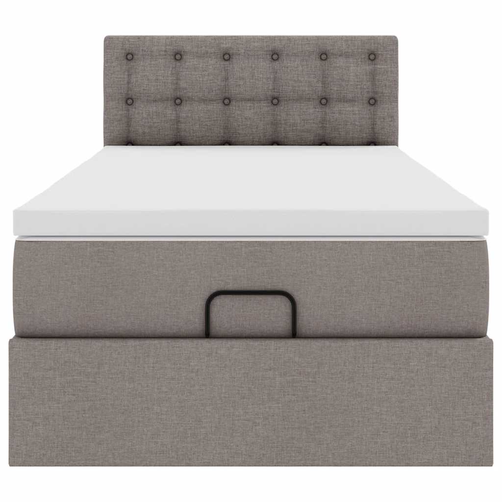 vidaXL Οθωμανικό κρεβάτι με στρώμα Taupe 90x200cm ύφασμα
