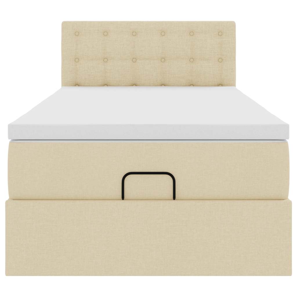 vidaXL Οθωμανικό κρεβάτι με στρώμα Cream 90x200cm ύφασμα