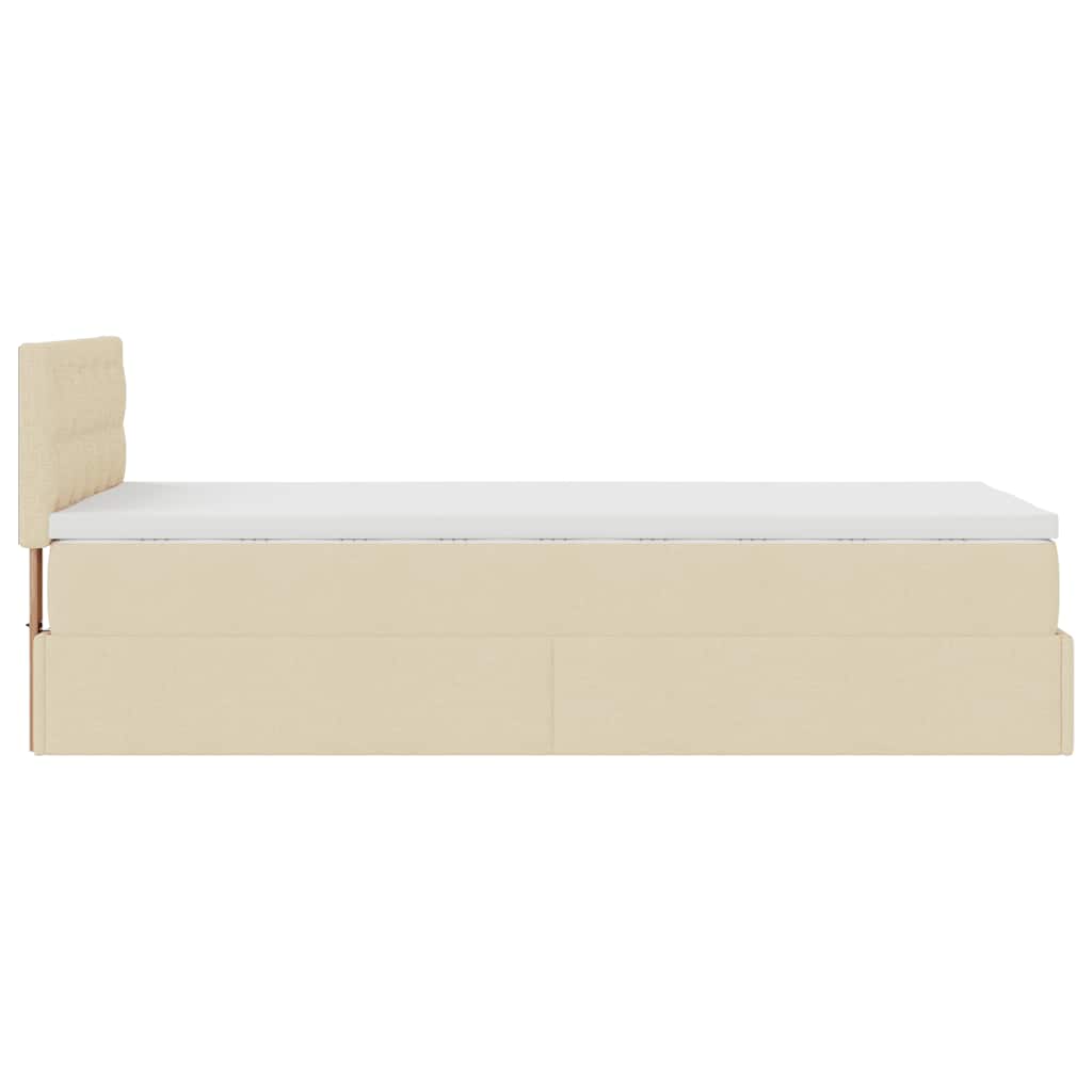 vidaXL Οθωμανικό κρεβάτι με στρώμα Cream 100x200cm ύφασμα