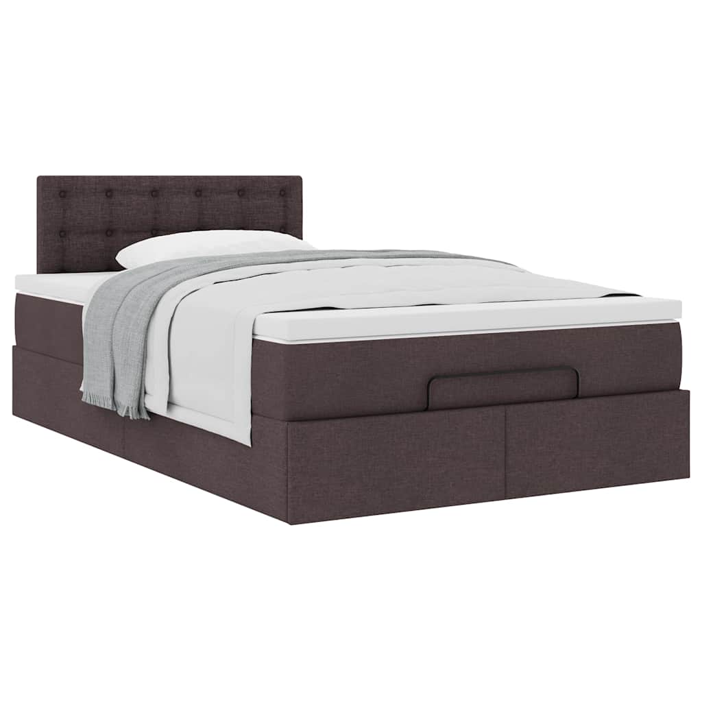 vidaXL Οθωμανικό κρεβάτι με στρώμα Σκούρο καφέ 120x190 cm Ύφασμα