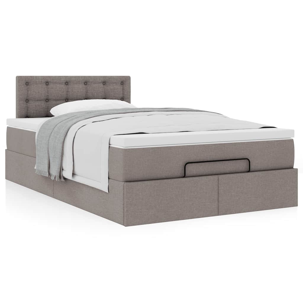 vidaXL Οθωμανικό κρεβάτι με στρώμα Taupe 120x190 cm Ύφασμα