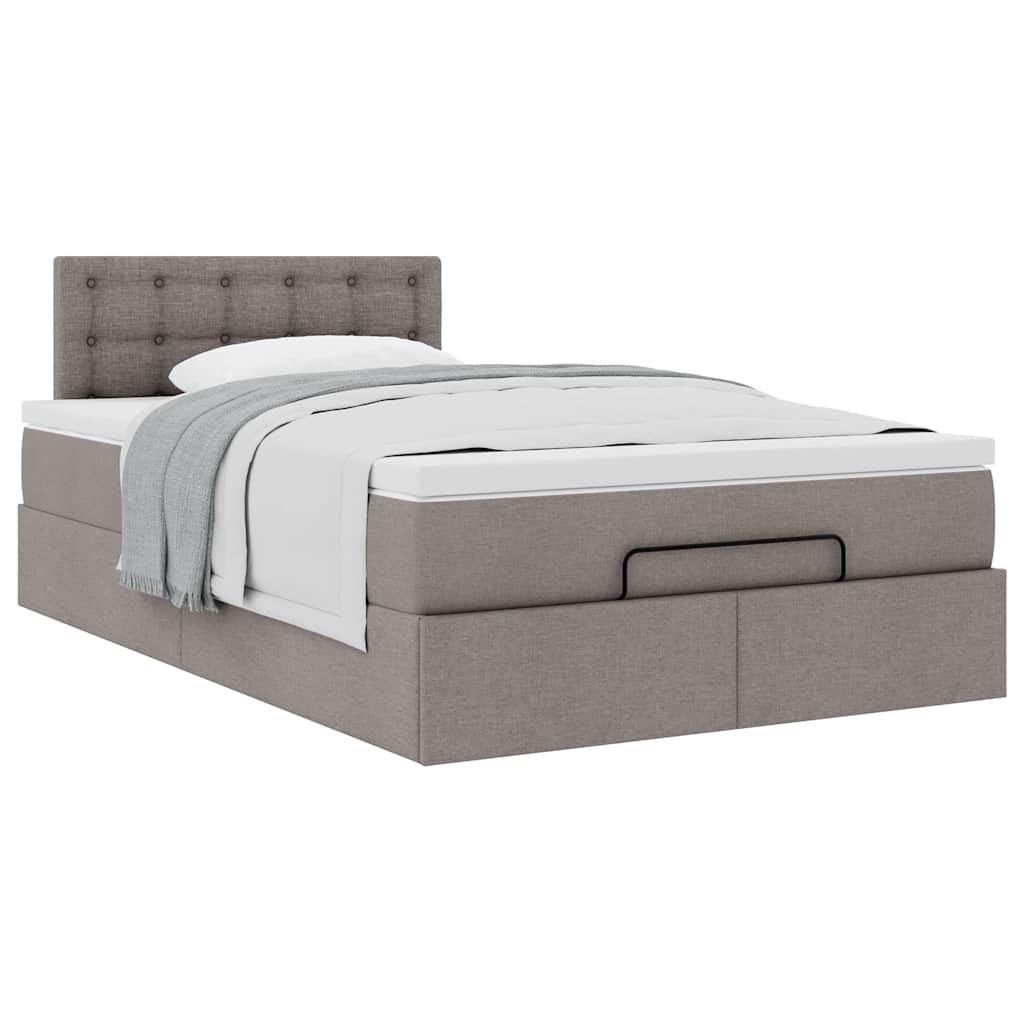 vidaXL Οθωμανικό κρεβάτι με στρώμα Taupe 120x190 cm Ύφασμα