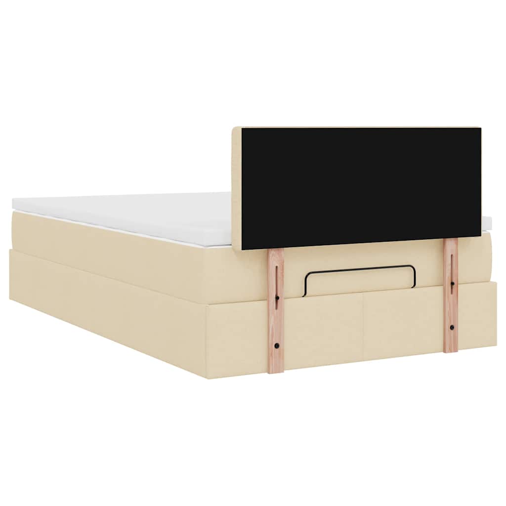 vidaXL Οθωμανικό κρεβάτι με στρώμα Cream 120x190 cm Ύφασμα
