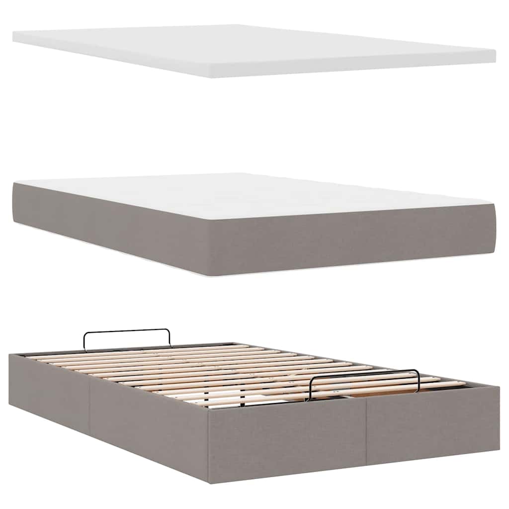 vidaXL Οθωμανικό κρεβάτι με στρώμα Taupe 120x200cm ύφασμα