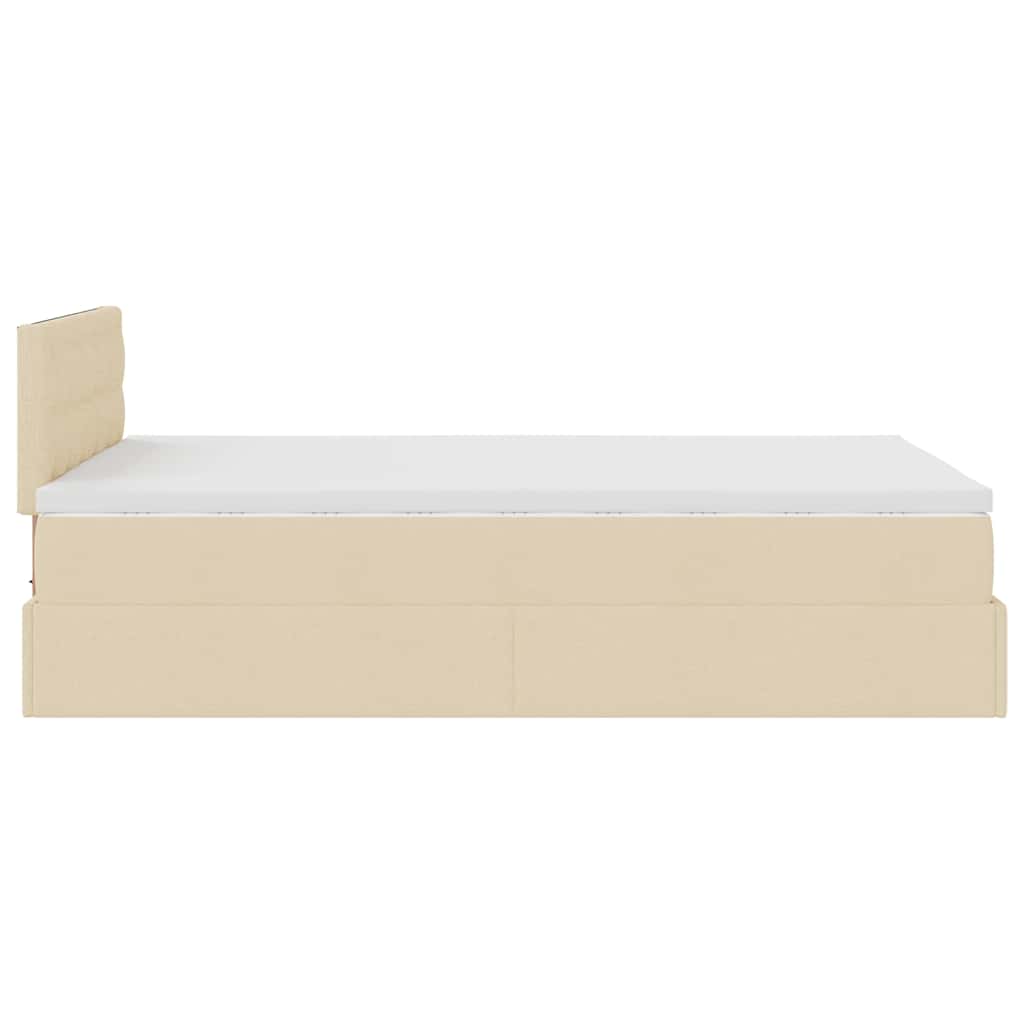 vidaXL Οθωμανικό κρεβάτι με στρώμα Cream 120x200cm ύφασμα