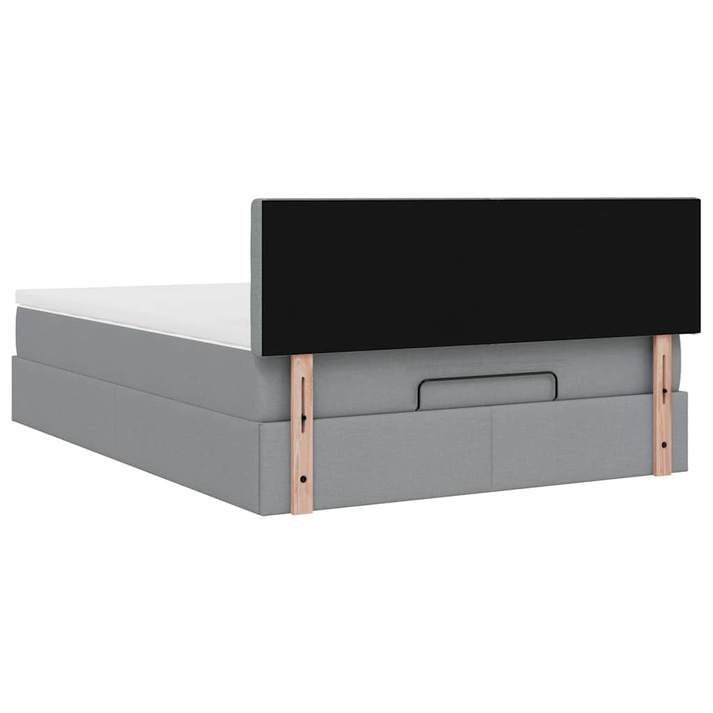 vidaXL Οθωμανικό κρεβάτι με στρώμα ανοιχτό γκρι 140x190 cm ύφασμα