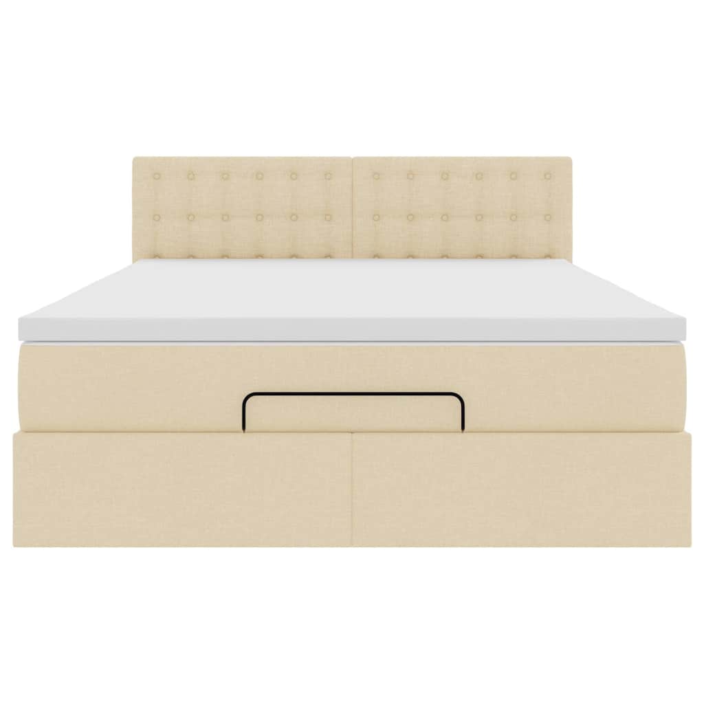 vidaXL Οθωμανικό κρεβάτι με στρώμα Cream 140x200cm ύφασμα