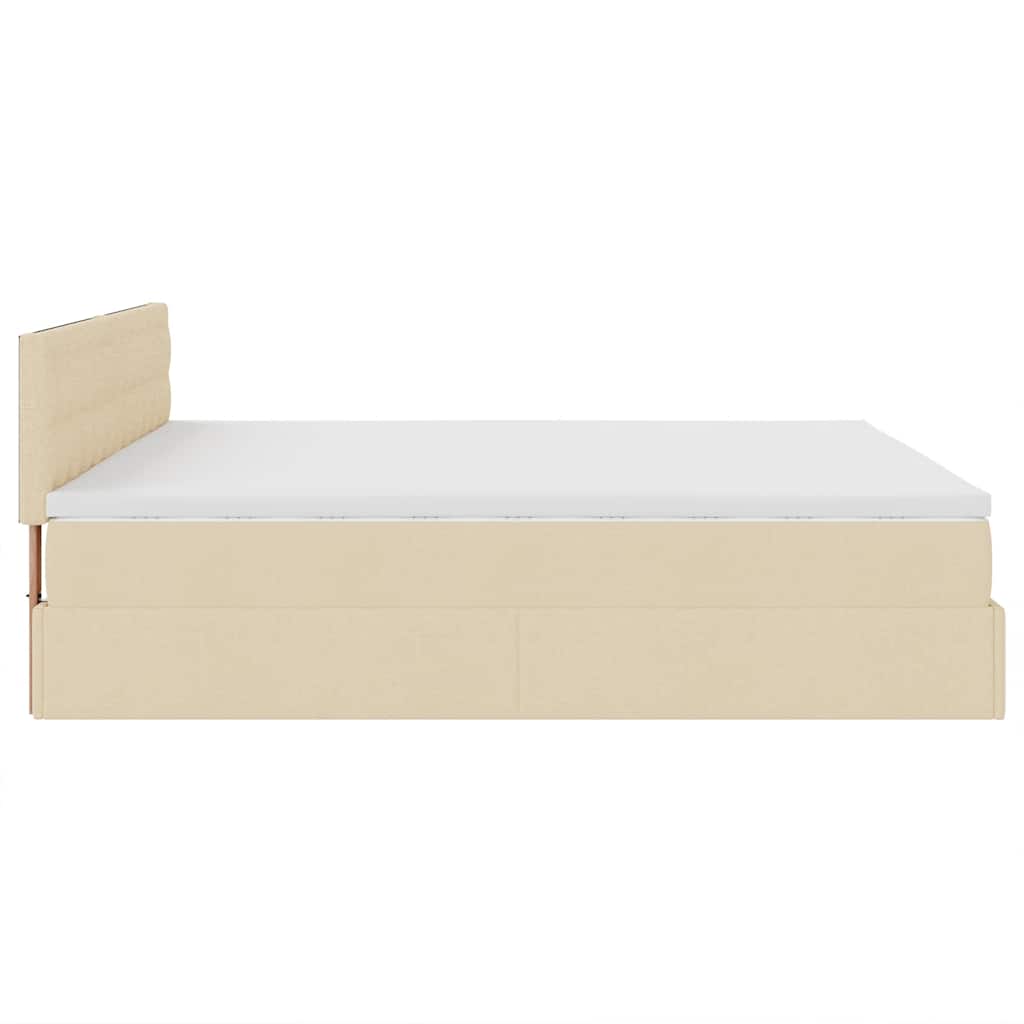 vidaXL Οθωμανικό Κρεβάτι με Στρώμα Κρέμα 160x200cm Ύφασμα