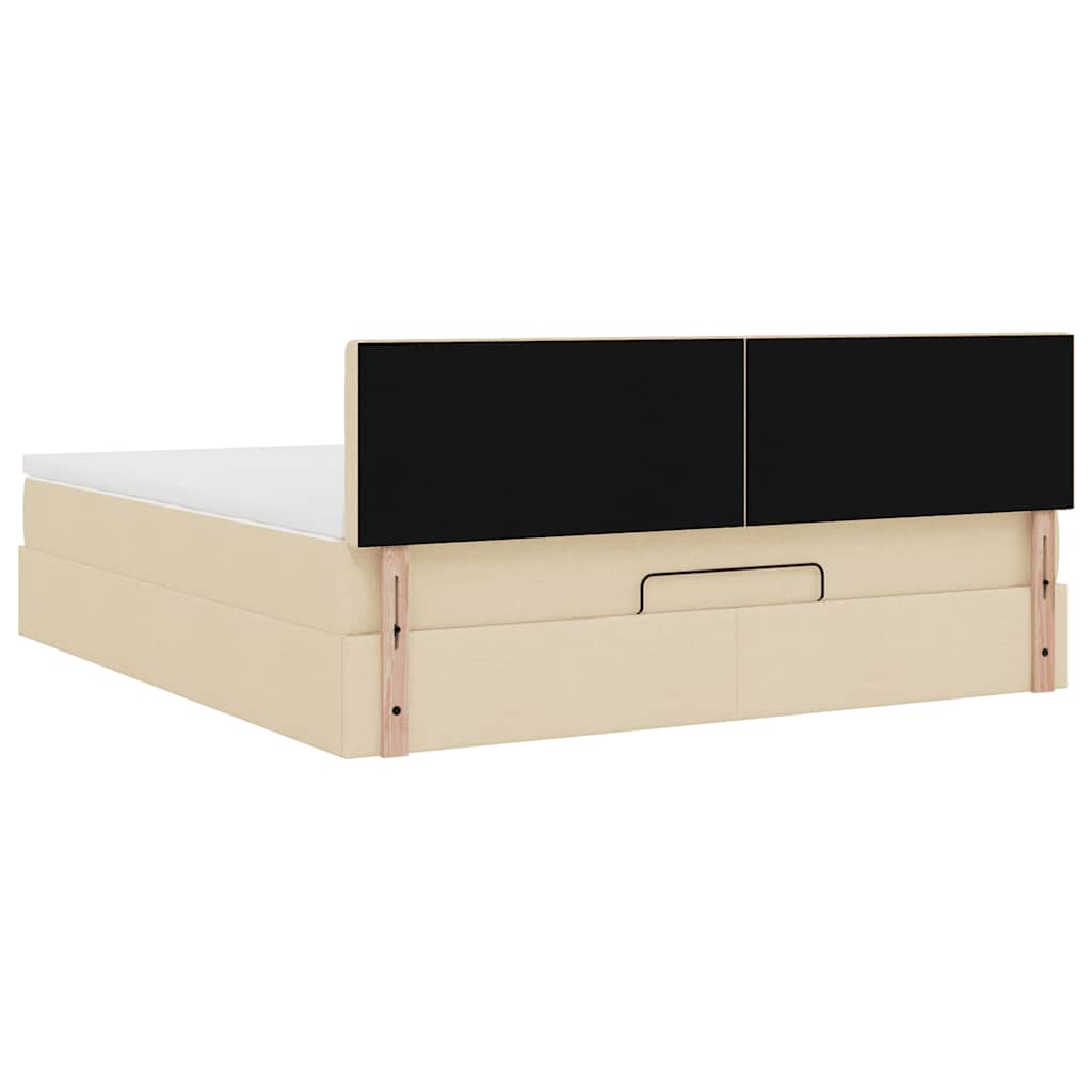 vidaXL Οθωμανικό Κρεβάτι με Στρώμα Κρέμα 160x200cm Ύφασμα