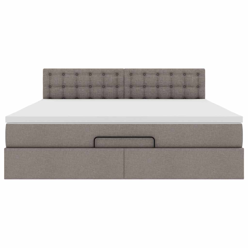 vidaXL Οθωμανικό κρεβάτι με στρώμα Taupe 180x200cm ύφασμα