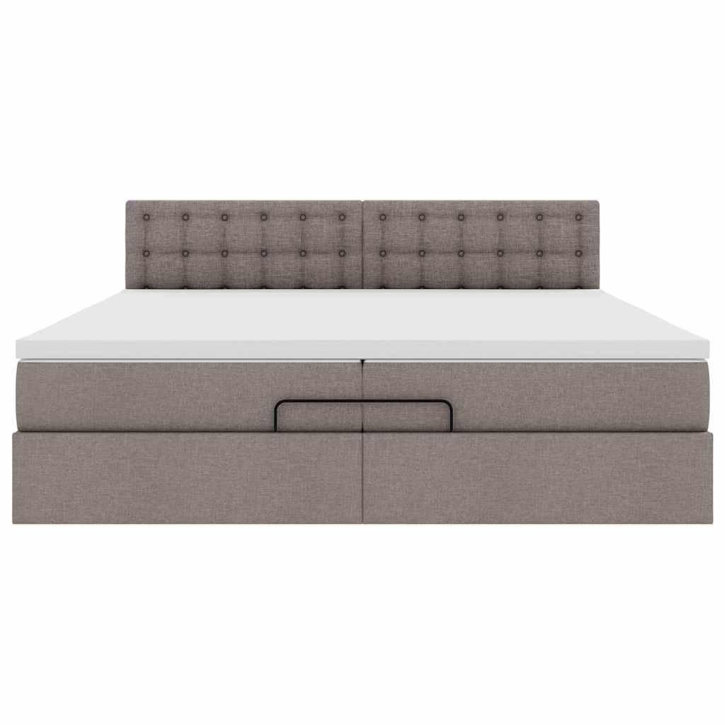 vidaXL Οθωμανικό κρεβάτι με στρώμα Taupe 200x200 cm Ύφασμα