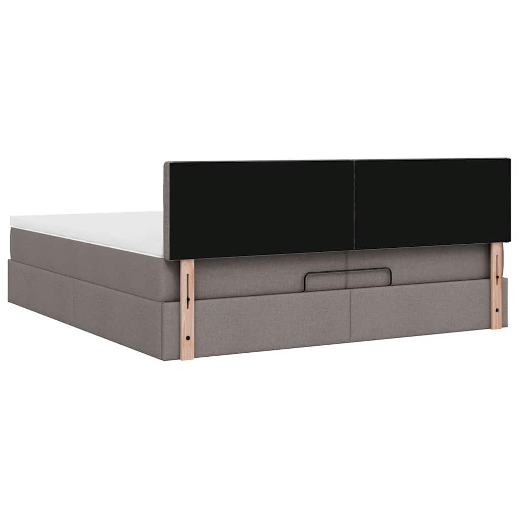 vidaXL Οθωμανικό κρεβάτι με στρώμα Taupe 200x200 cm Ύφασμα