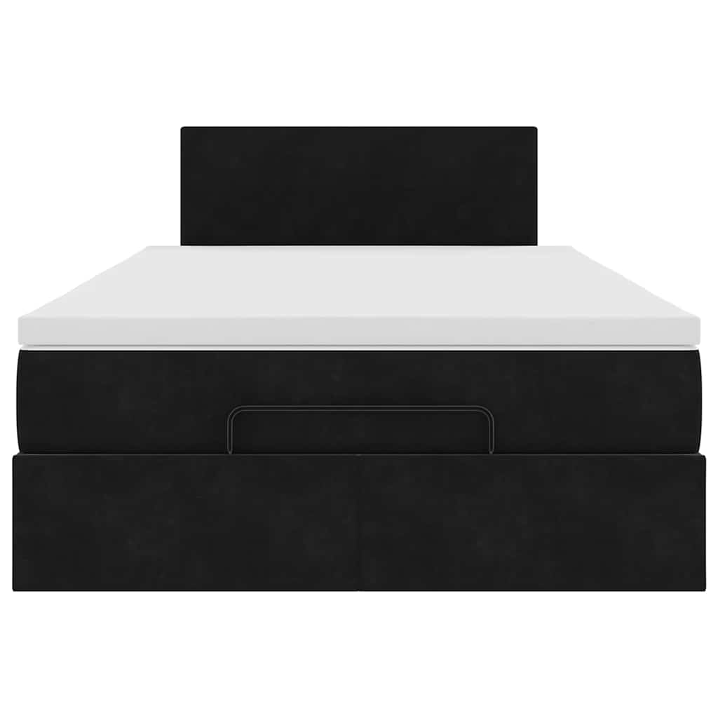 vidaXL Οθωμανικό κρεβάτι με στρώμα Μαύρο 120x190 cm Velvet
