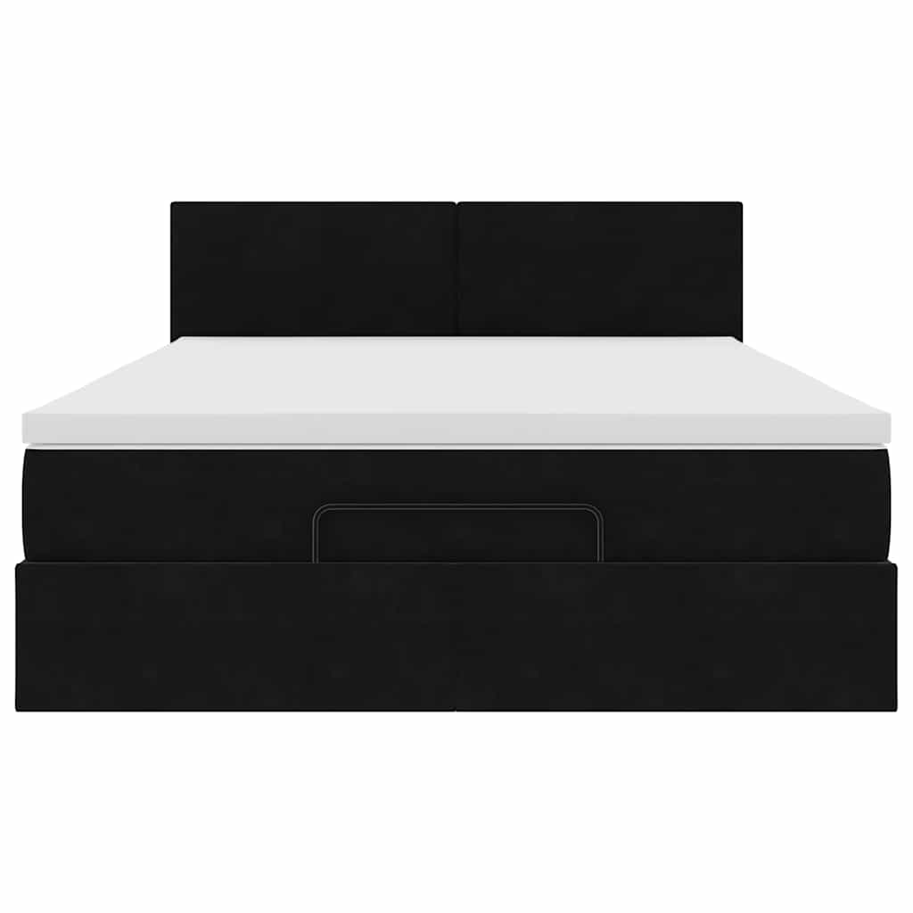 vidaXL Οθωμανικό κρεβάτι με στρώμα Μαύρο 140x190cm Βελούδο