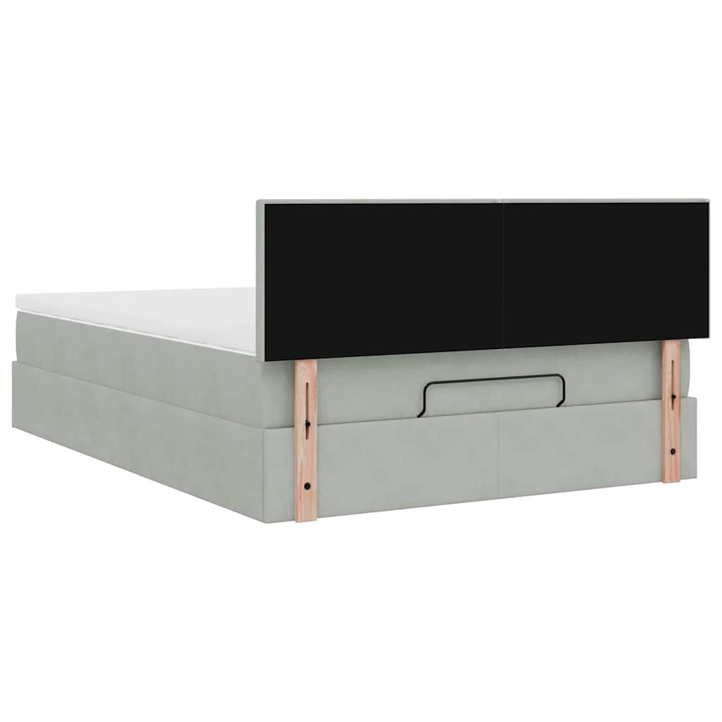 vidaXL Οθωμανικό κρεβάτι με στρώμα ανοιχτό γκρι 140x200cm Βελούδο