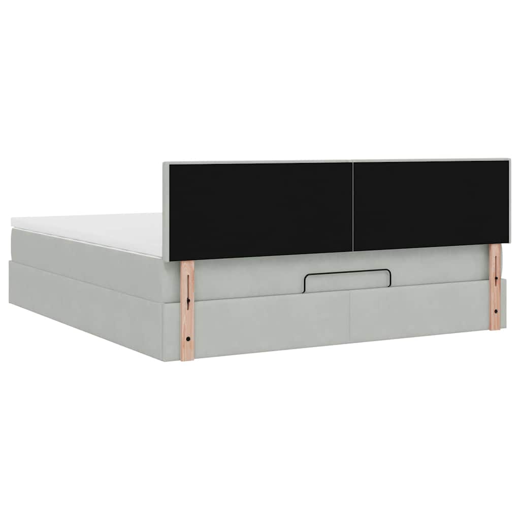 vidaXL Οθωμανικό κρεβάτι με στρώμα ανοιχτό γκρι 180x200 cm Βελούδο