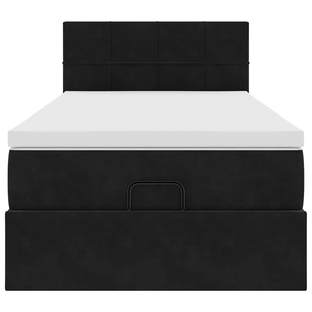 vidaXL Οθωμανικό κρεβάτι με στρώμα Μαύρο 90x200cm Velvet