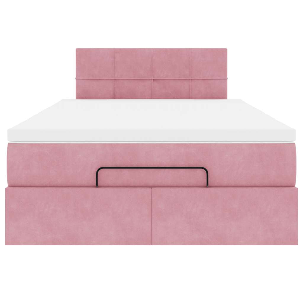 vidaXL Οθωμανικό κρεβάτι με στρώμα ροζ 120x200cm Velvet