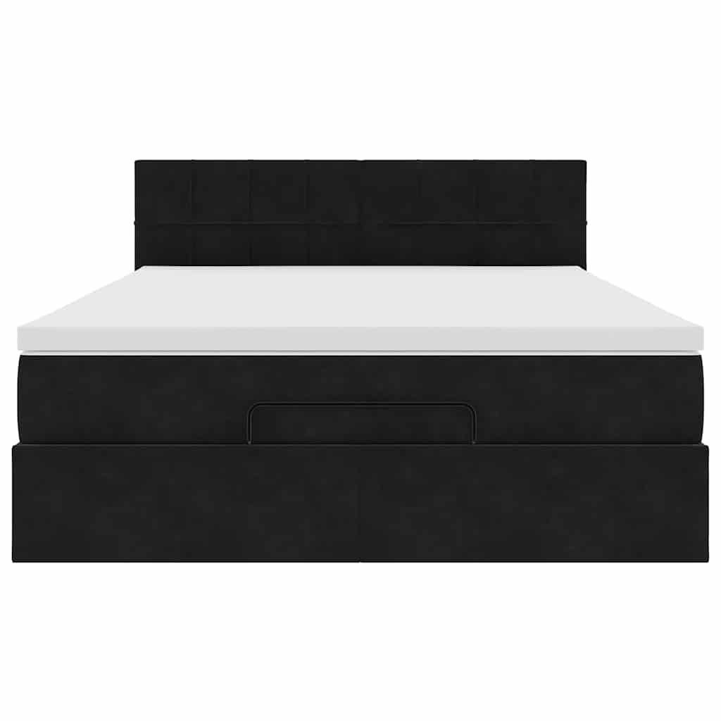 vidaXL Οθωμανικό κρεβάτι με στρώμα Μαύρο 140x190cm Βελούδο