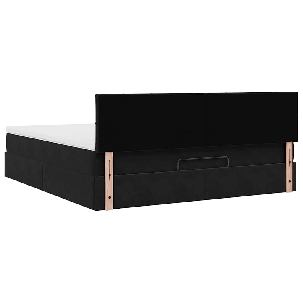vidaXL Οθωμανικό κρεβάτι με στρώμα Μαύρο 160x200cm Velvet