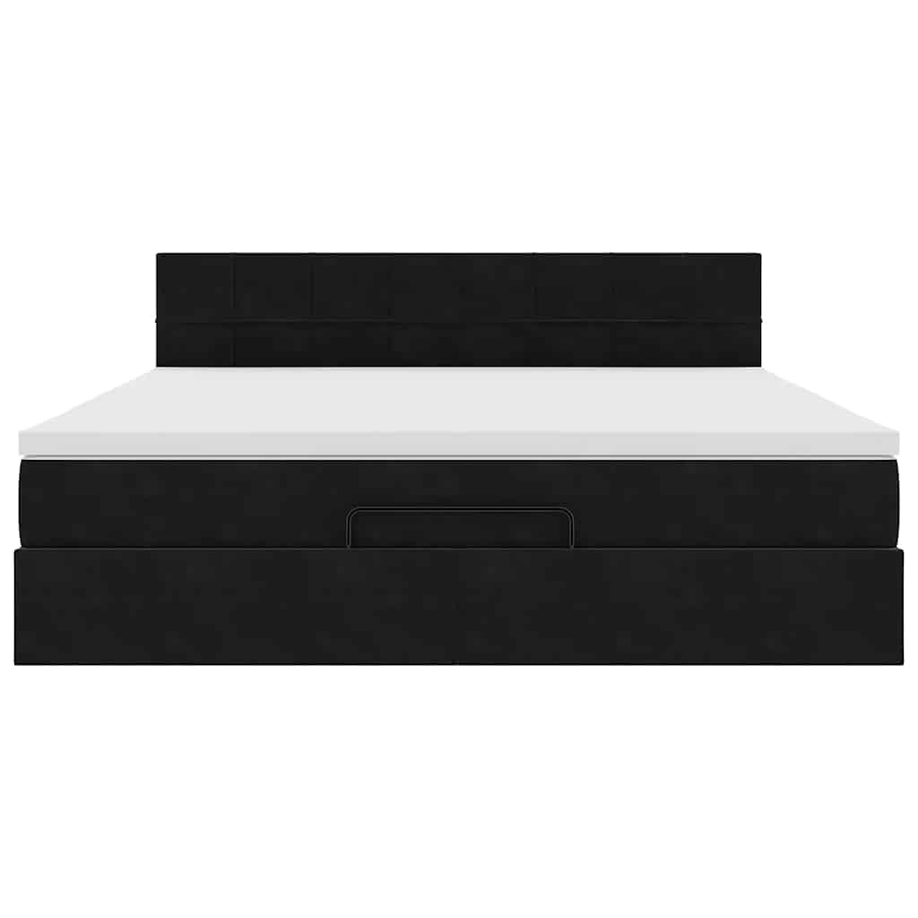 vidaXL Οθωμανικό κρεβάτι με στρώμα Μαύρο 180x200cm Velvet