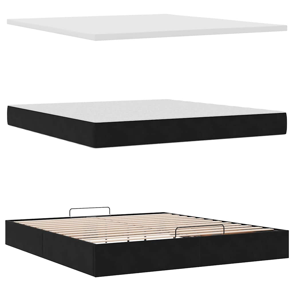 vidaXL Οθωμανικό κρεβάτι με στρώμα Μαύρο 180x200cm Velvet