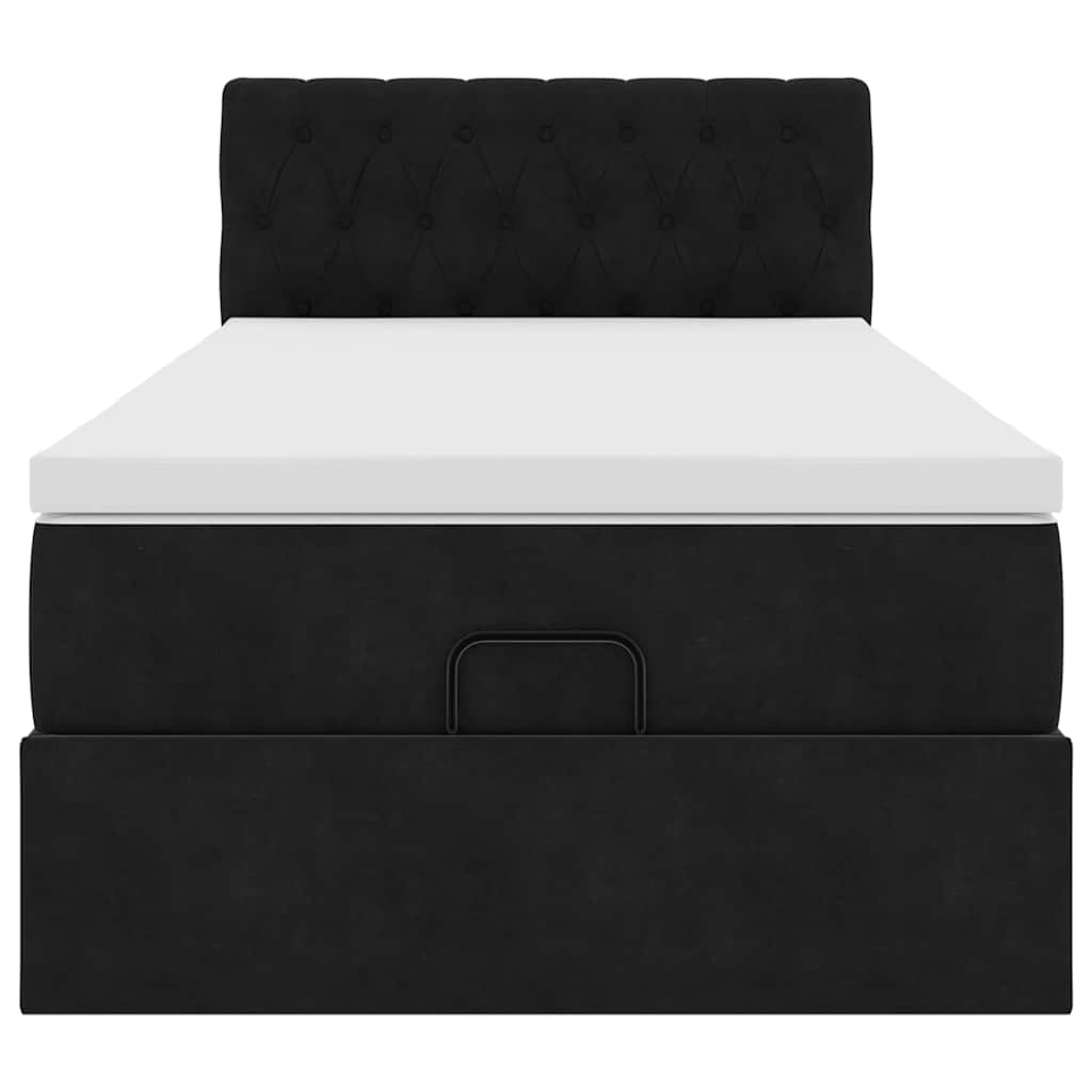 vidaXL Οθωμανικό κρεβάτι με στρώμα Μαύρο 80x200cm Velvet