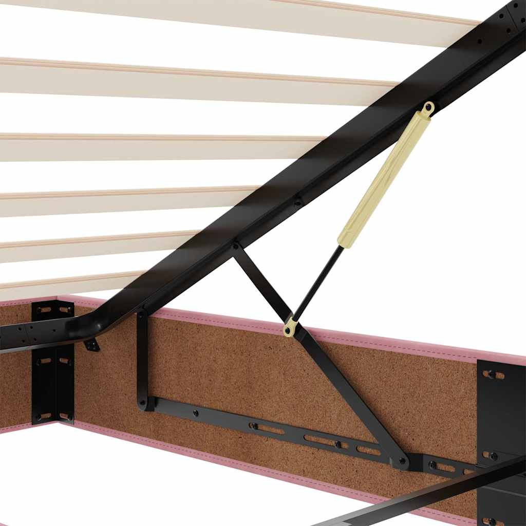 vidaXL Οθωμανικό κρεβάτι με στρώμα ροζ 90x200cm Velvet