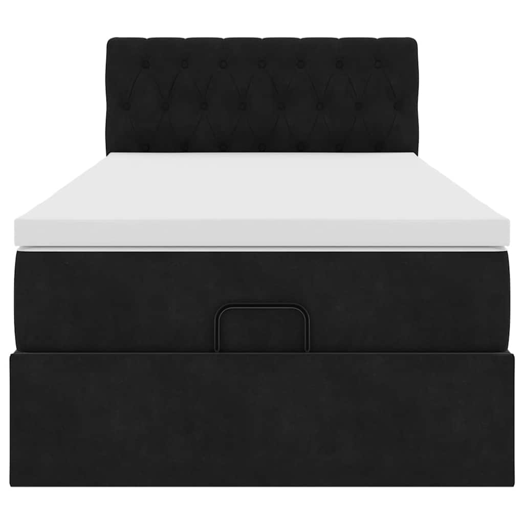 vidaXL Οθωμανικό κρεβάτι με στρώμα Μαύρο 100x200cm Velvet