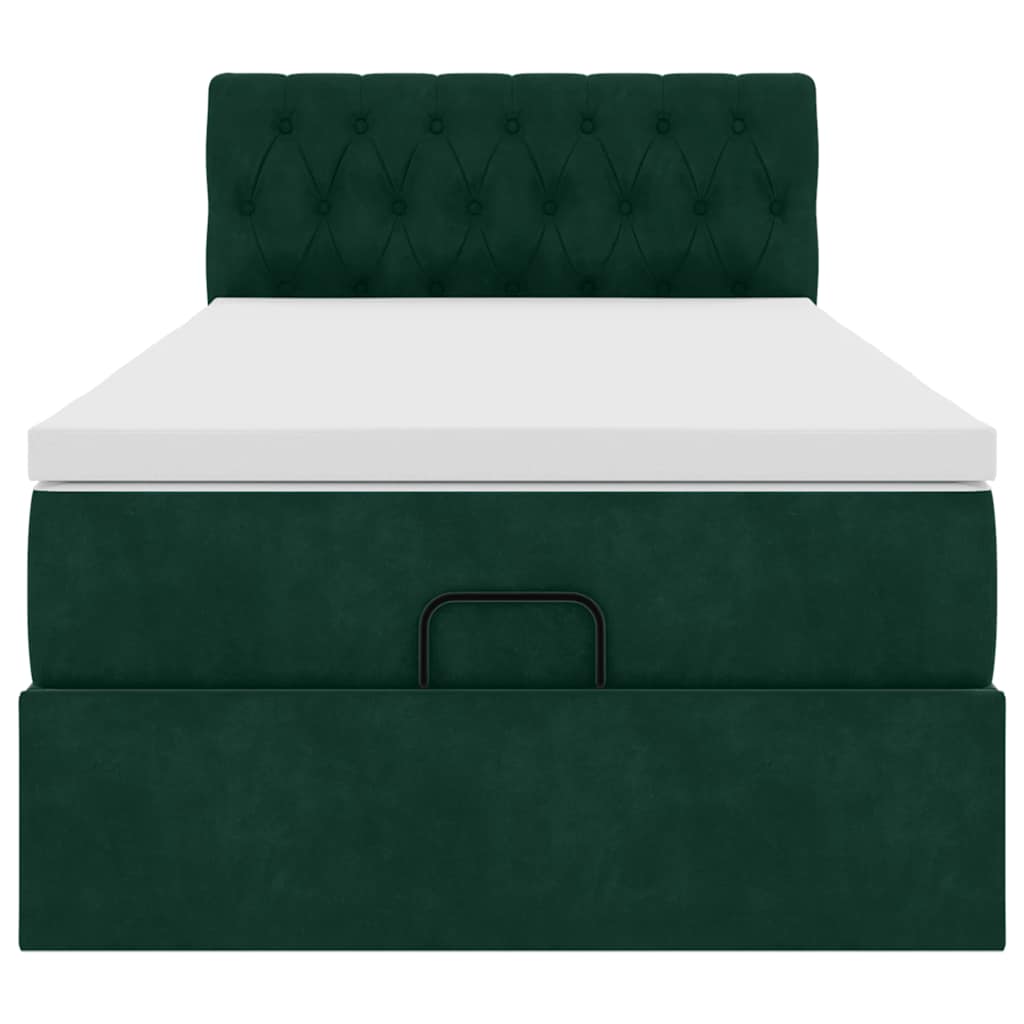 vidaXL Οθωμανικό κρεβάτι με στρώμα σκούρο πράσινο 100x200cm Velvet