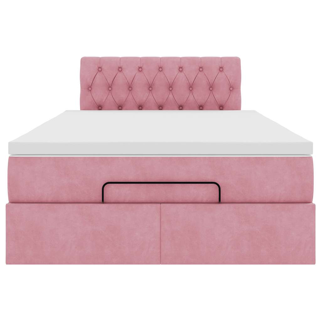 vidaXL Οθωμανικό κρεβάτι με στρώμα ροζ 120x190 cm Velvet