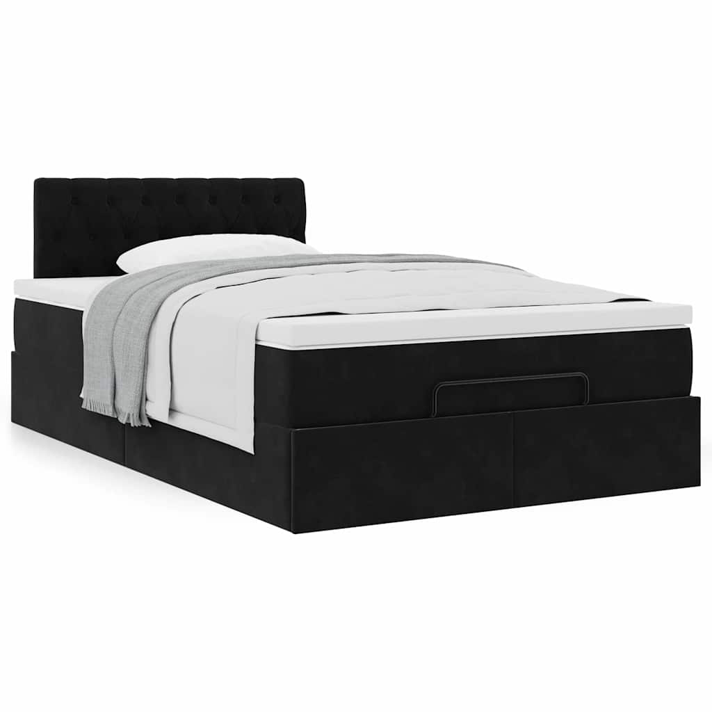 vidaXL Οθωμανικό κρεβάτι με στρώμα Μαύρο 120x200cm Velvet