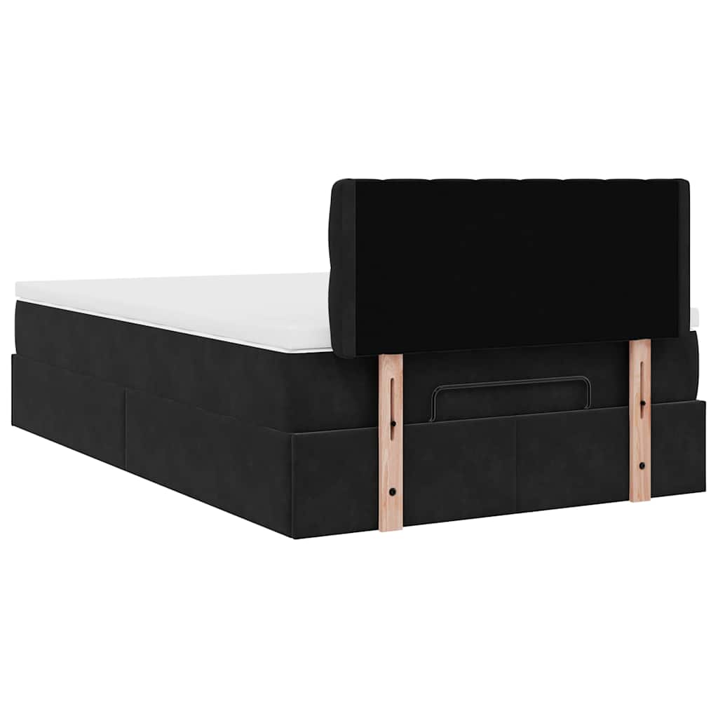 vidaXL Οθωμανικό κρεβάτι με στρώμα Μαύρο 120x200cm Velvet