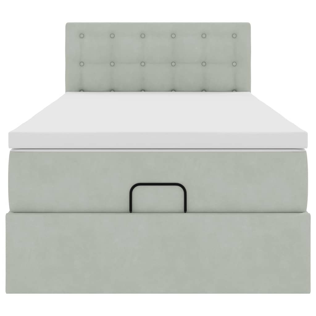 vidaXL Οθωμανικό κρεβάτι με στρώμα ανοιχτό γκρι 80x200 cm Velvet