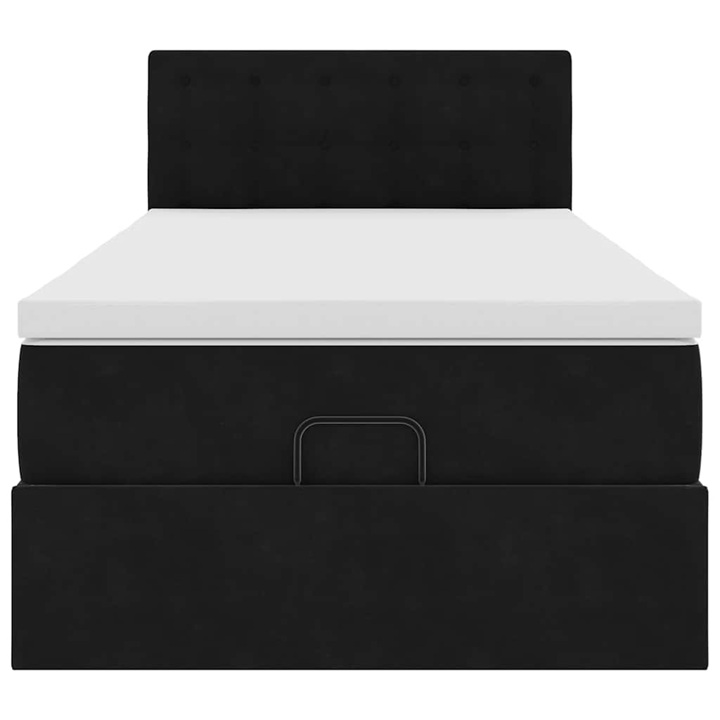 vidaXL Οθωμανικό κρεβάτι με στρώμα Μαύρο 100x200cm Velvet