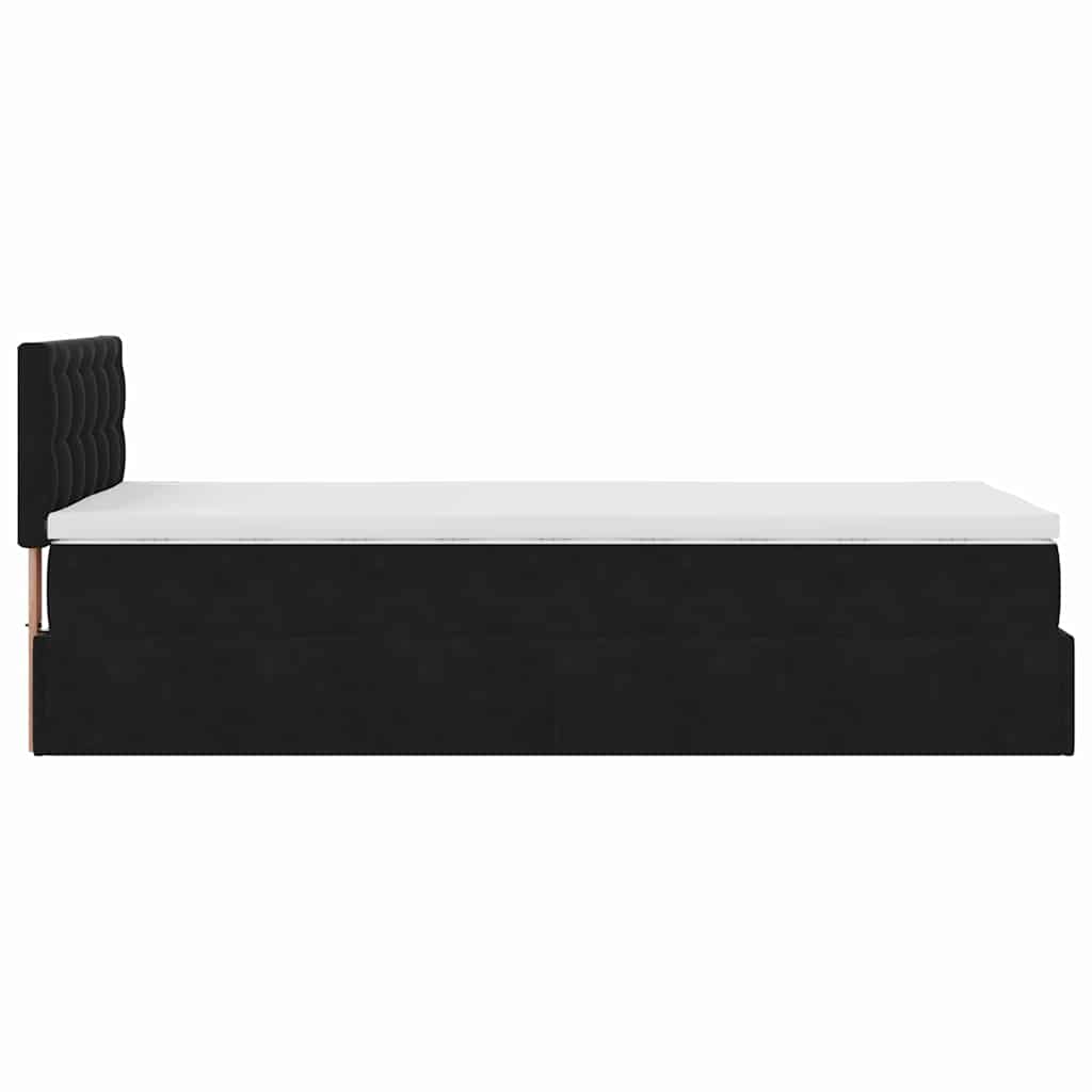 vidaXL Οθωμανικό κρεβάτι με στρώμα Μαύρο 100x200cm Velvet