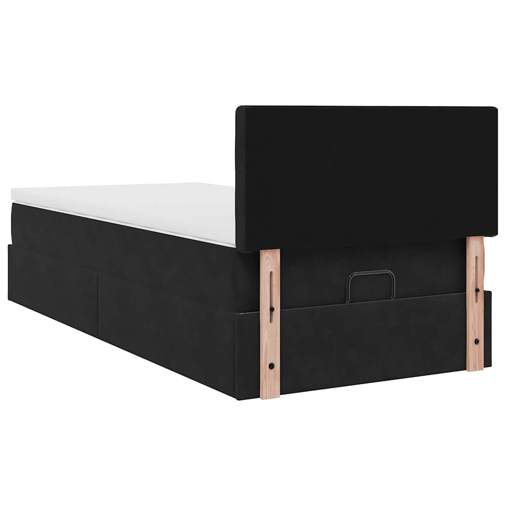 vidaXL Οθωμανικό κρεβάτι με στρώμα Μαύρο 100x200cm Velvet