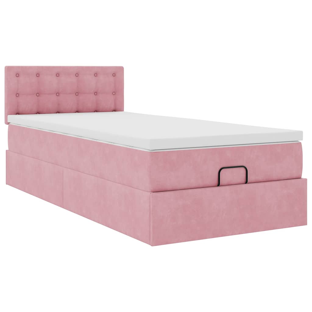 vidaXL Οθωμανικό κρεβάτι με στρώμα ροζ 100x200cm Velvet