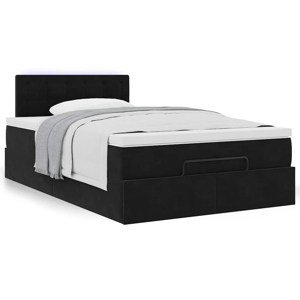 vidaXL Οθωμανικό κρεβάτι με στρώμα Μαύρο 120x190 cm Velvet