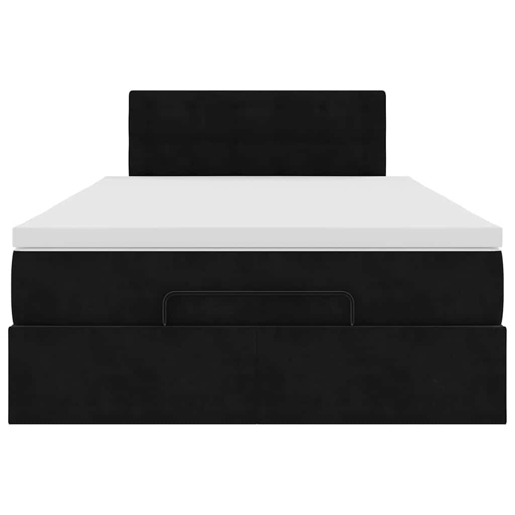 vidaXL Οθωμανικό κρεβάτι με στρώμα Μαύρο 120x190 cm Velvet