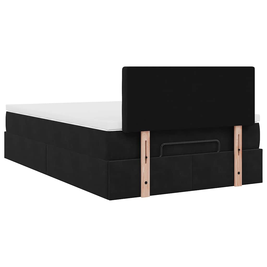 vidaXL Οθωμανικό κρεβάτι με στρώμα Μαύρο 120x200cm Velvet