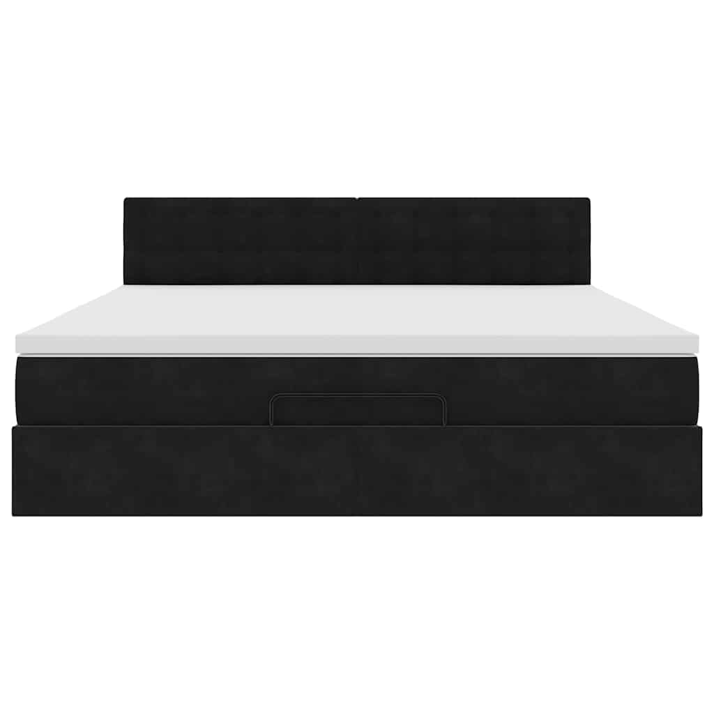 vidaXL Οθωμανικό κρεβάτι με στρώμα Μαύρο 160x200cm Velvet